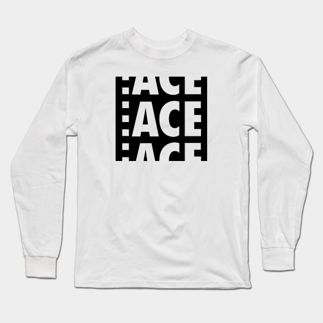 ACE Logo Classic Black (Large Print) Long Sleeve T-Shirt by ACE Merch Store